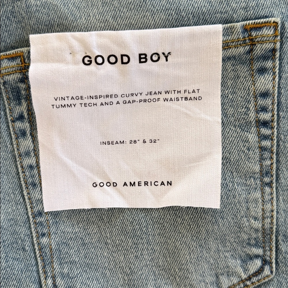 Good American Light Blue Distressed Straight Leg Jeans good boy new with tags - Picture 4 of 8